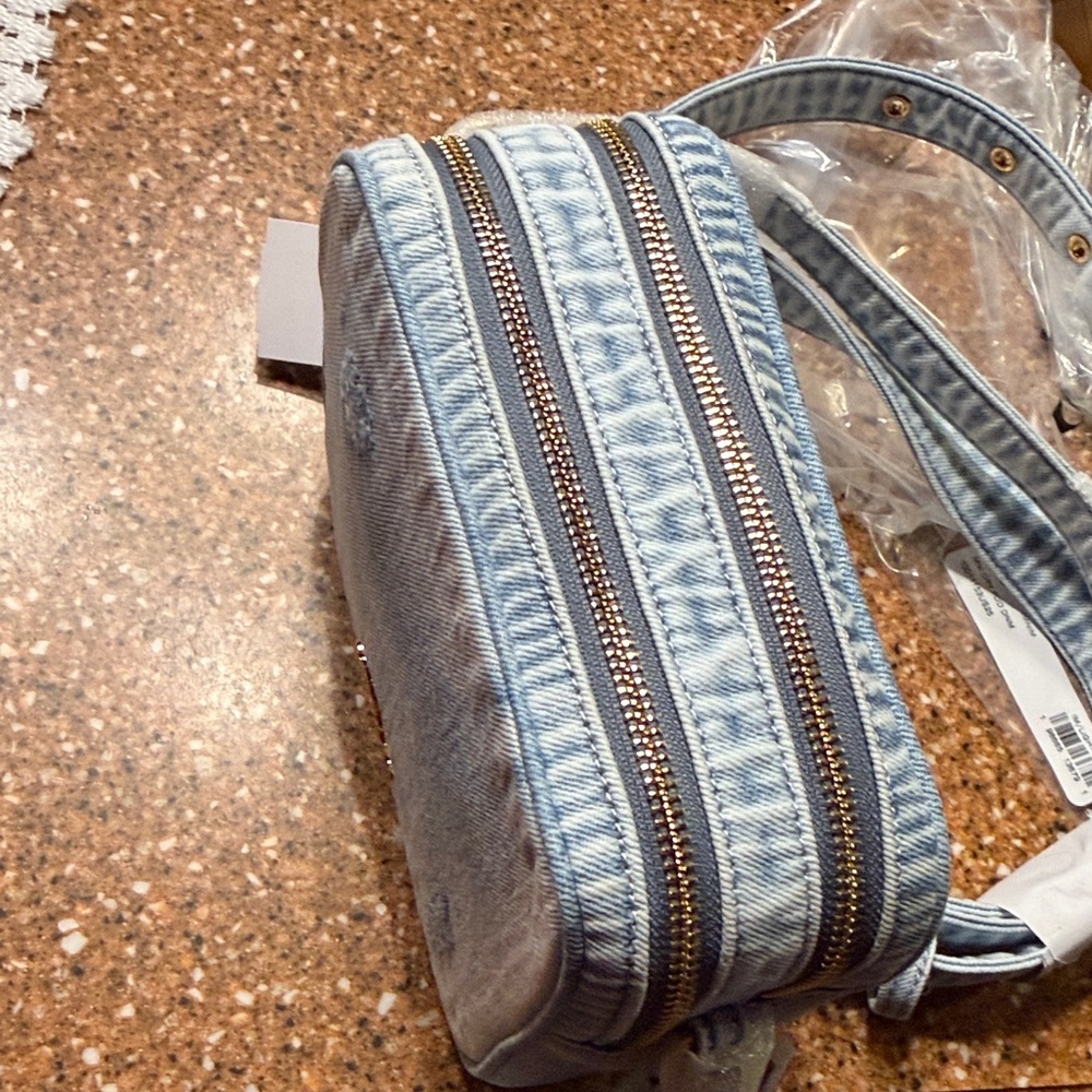 Coach Light Blue Distressed Denim Crossbody Belt Bag - Picture 5 of 5
